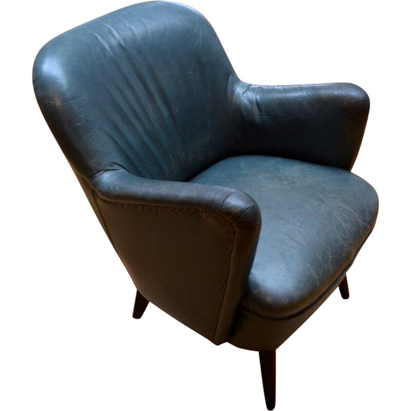 Cocktail leather armchair - 1950s