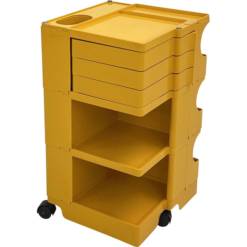 Vintage yellow Boby trolley by Joe Colombo for Bieffeplast, 1960s