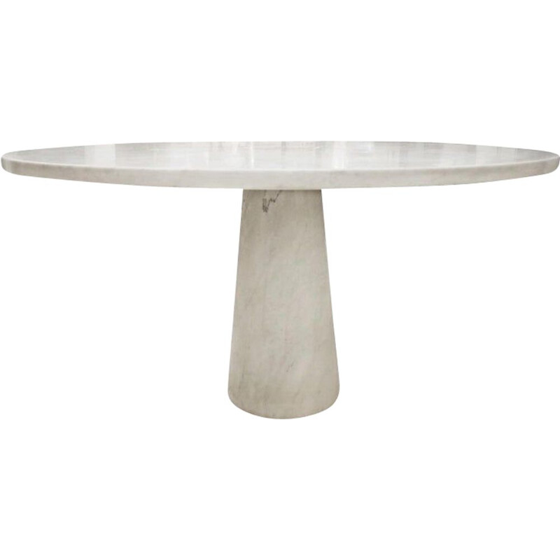 Ronde vintage tafel in wit marmer van Angelo Mangiarotti, 1970