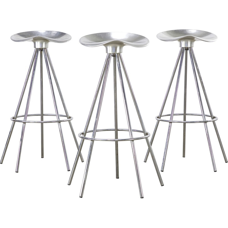 Set of 3 Amat 3 "Jamaica" stools in chromed metal, Pepe CORTES - 1990s