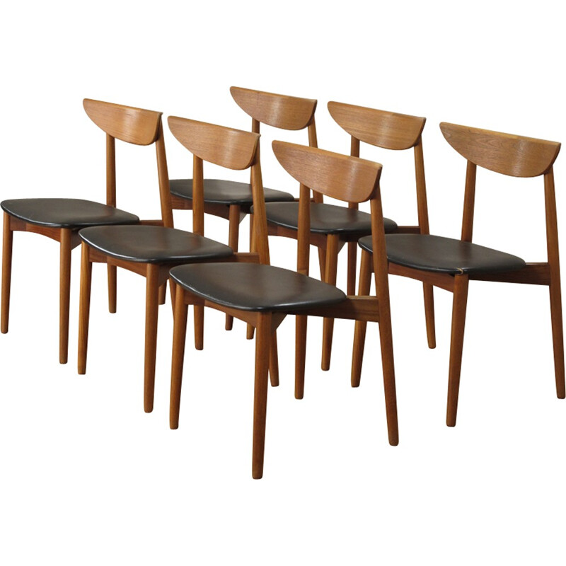 Randers set of 6 teak and leatherette chairs, Harry OSTERGAARD - 1950s
