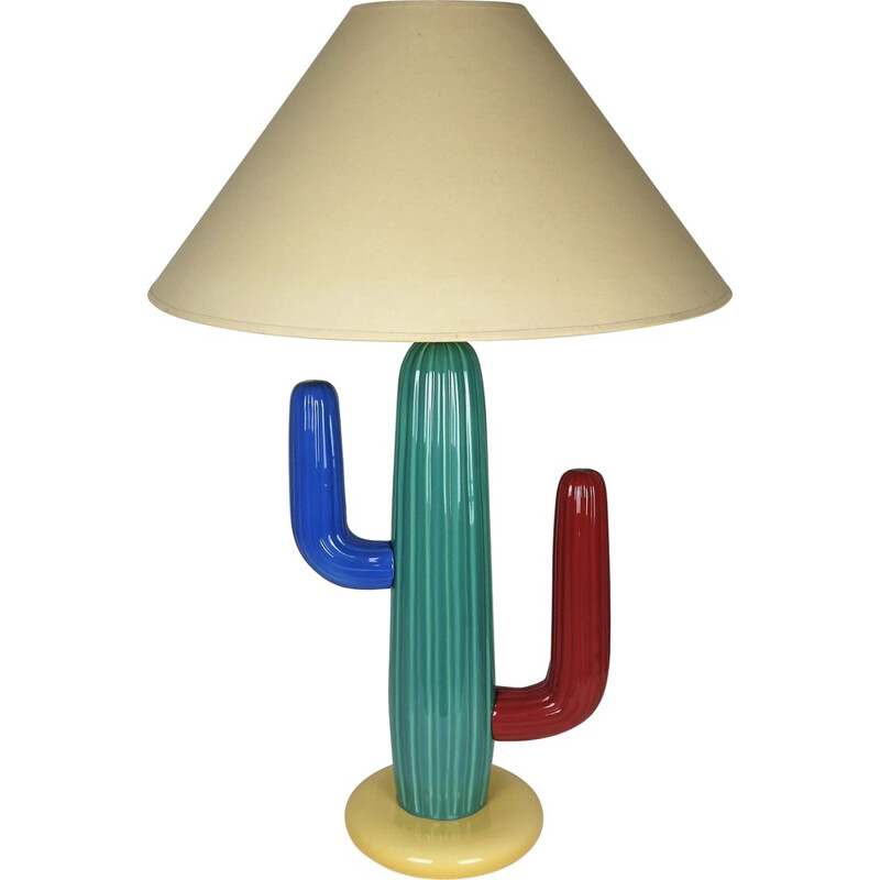 Large "Cactus" lamp in coloured ceramic, François CHATAIN - 1980s