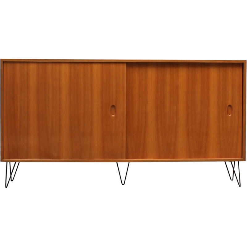 High WK cabinet in walnut with metal hairpin legs, Georg SATINK - 1950s