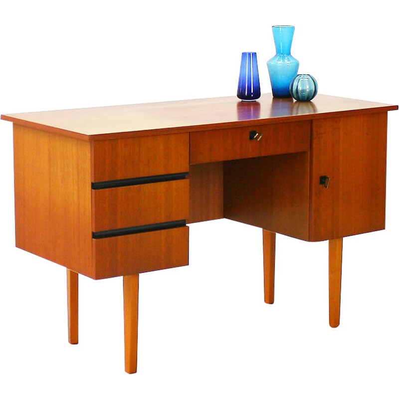 Mid century desk in walnut with drawers - 1960s