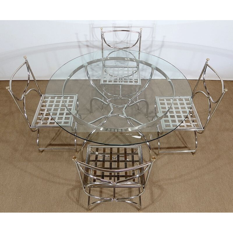 Vintage dining set model Savonarole by Maison Jansen, France 1960