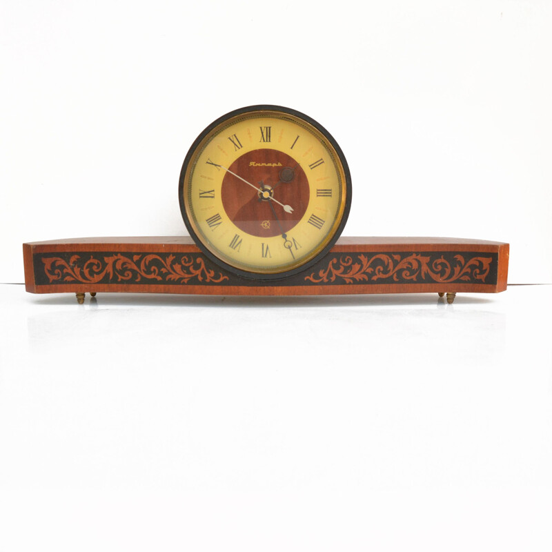 Horloge de cheminée vintage en bois de Jantar, 1970