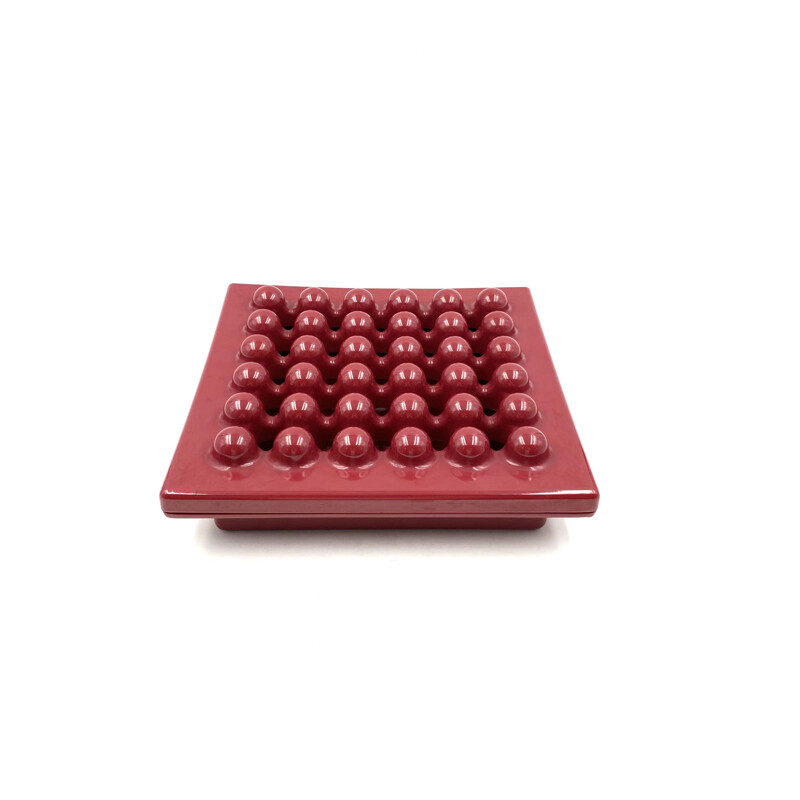 Vintage wine red ashtray by Ettore Sottsass for Olivetti Synthesis, 1971