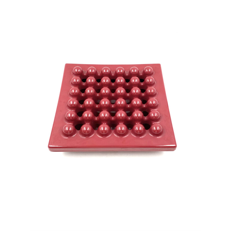 Vintage wine red ashtray by Ettore Sottsass for Olivetti Synthesis, 1971