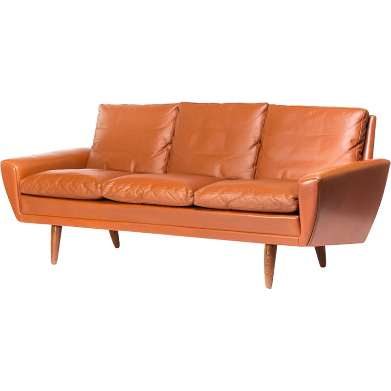 Vejen Pølstermøbelfabrik 3-seater sofa in leather and teak, Georg THAMS - 1960s
