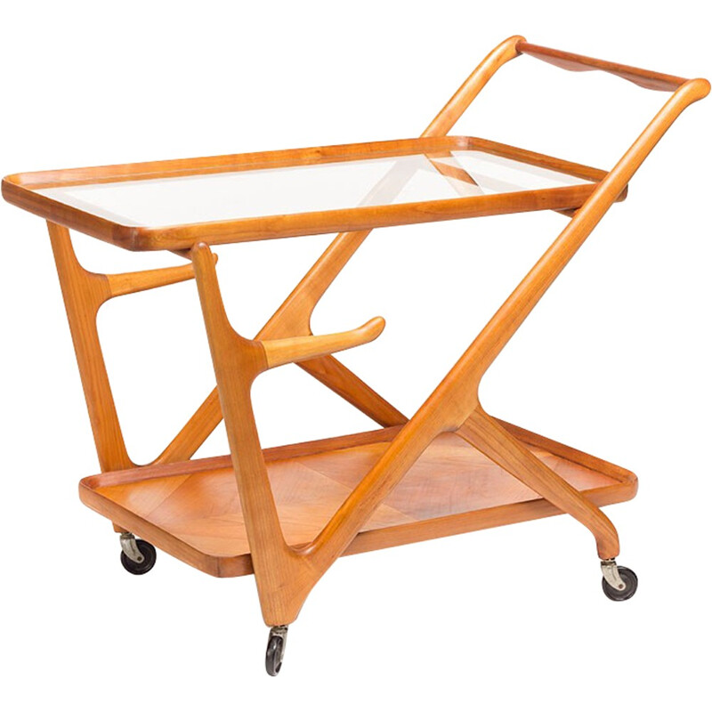 Cassina trolley in walnut and glass, Cesare LACCA - 1950s