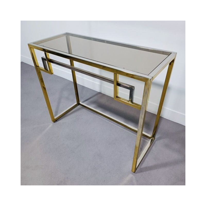 Belgo vintage console in chroom en gerookt glas