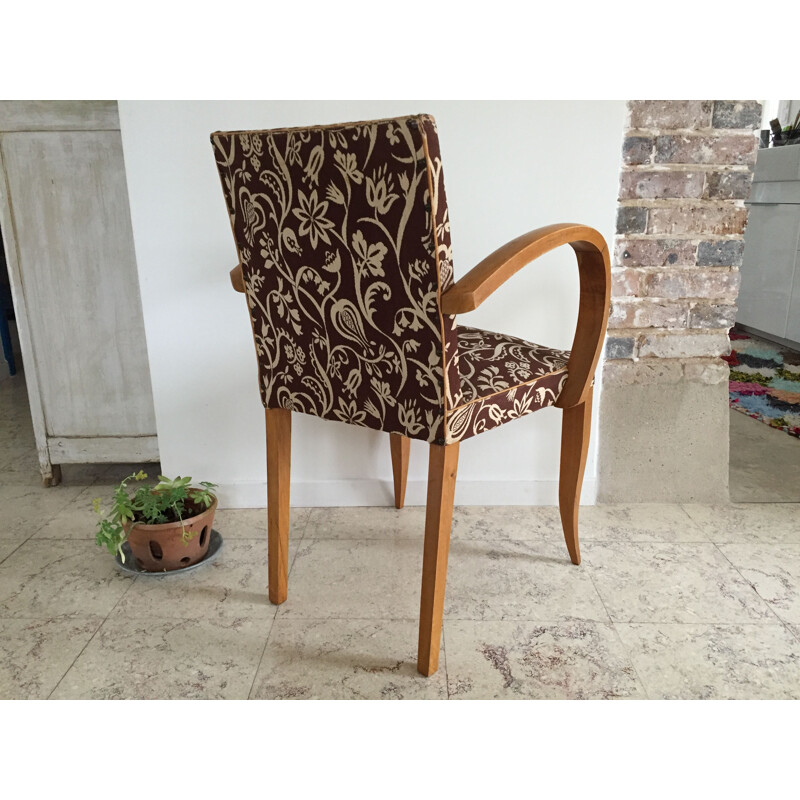 Vintage wood and fabric Bridge chair, 1960