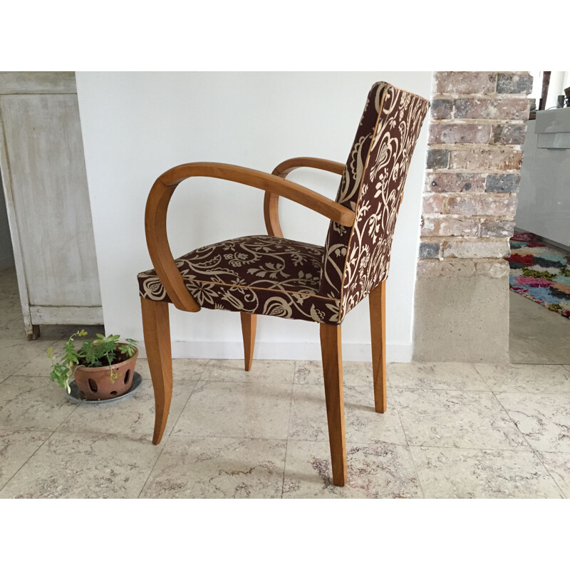 Vintage wood and fabric Bridge chair, 1960