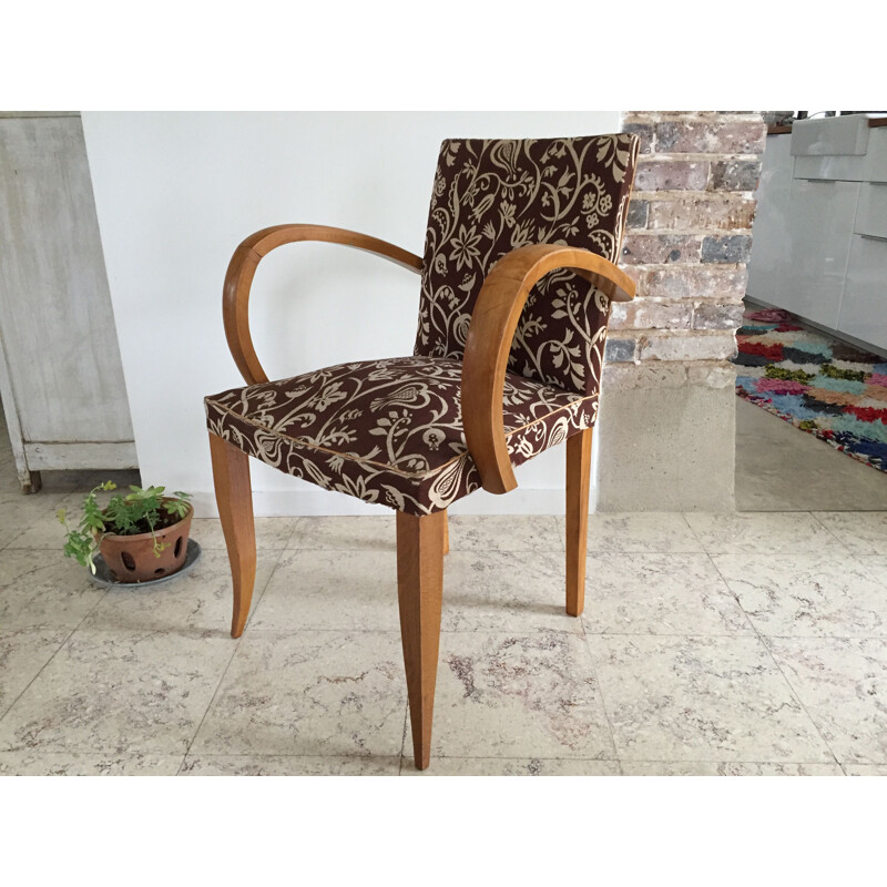 Vintage wood and fabric Bridge chair, 1960