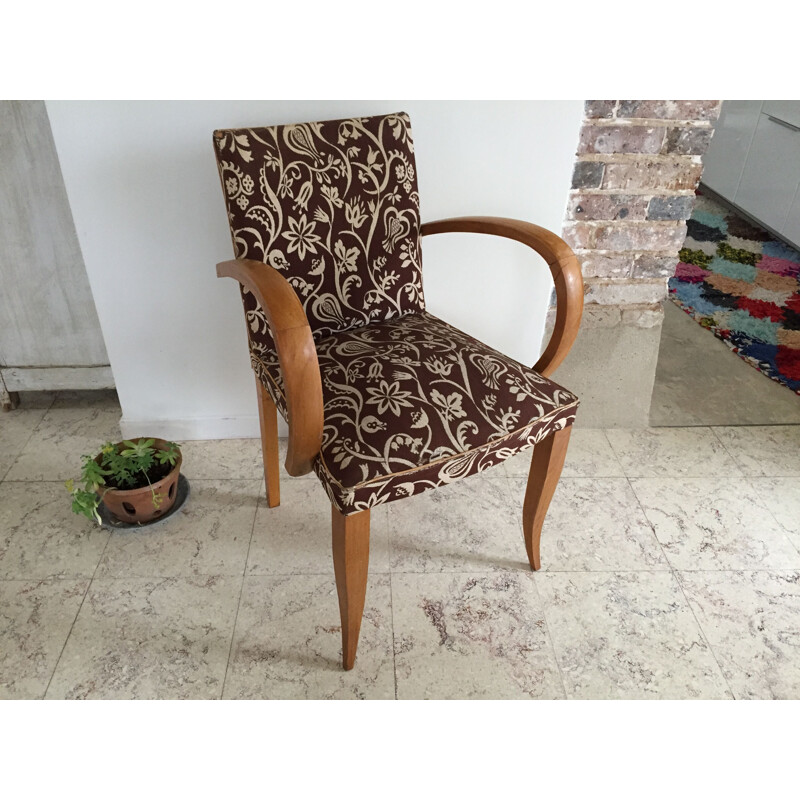 Vintage wood and fabric Bridge chair, 1960