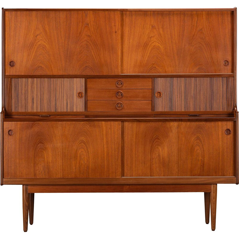 Teak vintage highboard by Johannes Andersen for J. Skaaning & Son, 1960s