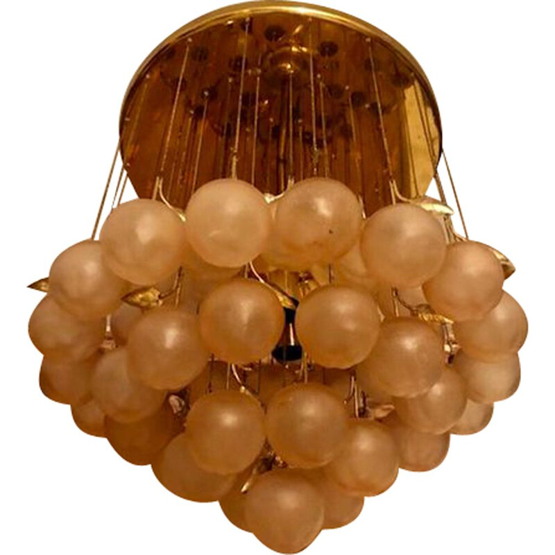 Vintage Venini pink glass pendant lamp, 1980s