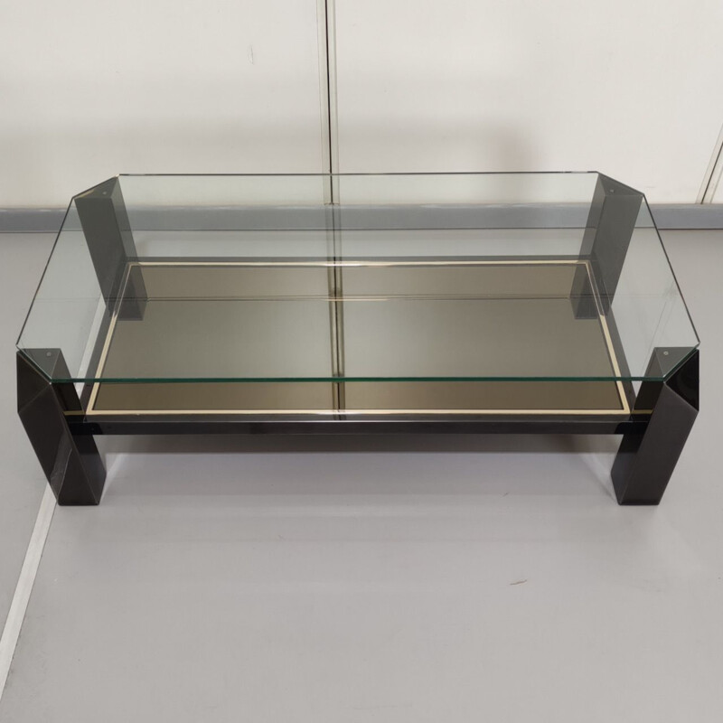 Vintage coffee table Belgo black chrome, Belgium 1970