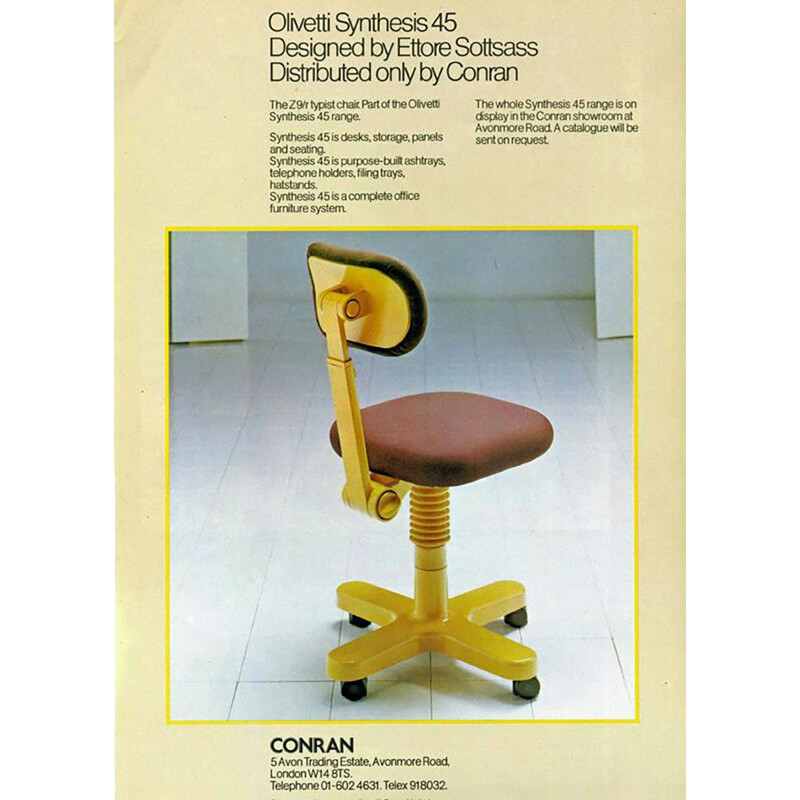 Silla de oficina vintage Synthesis 45" de Ettore Sottsass para Olivetti, 1980