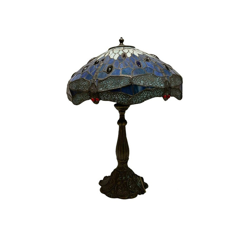 Vintage Tiffany bronze table lamp with resin shade