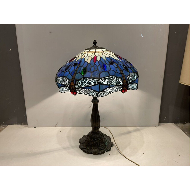 Vintage Tiffany bronze table lamp with resin shade