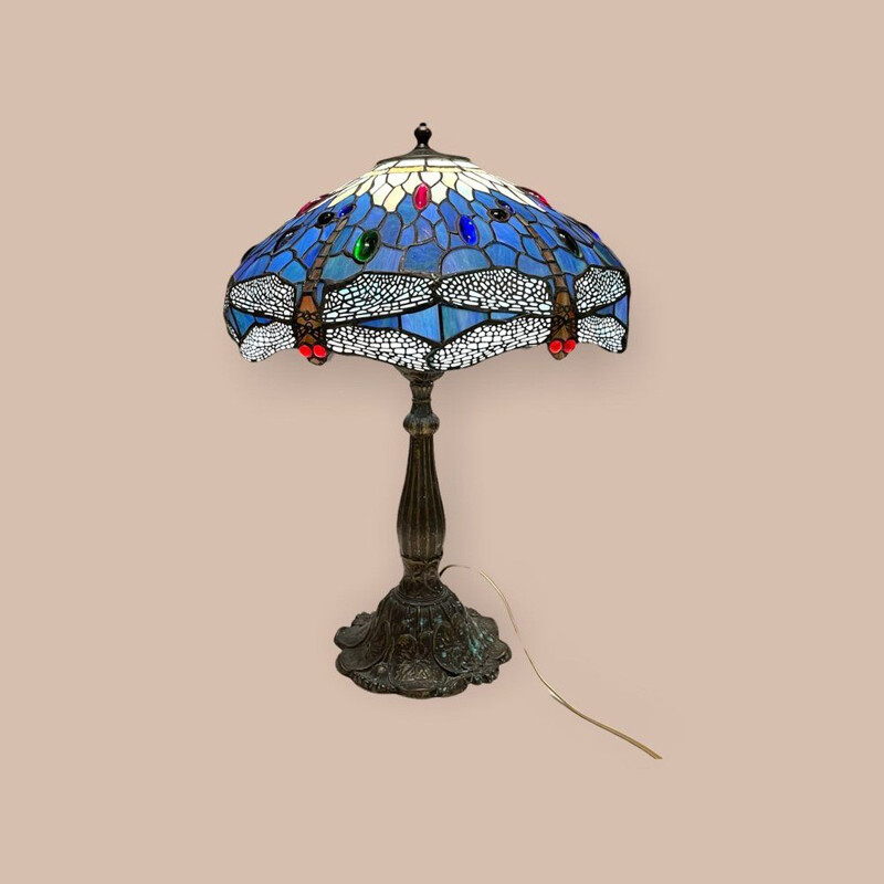 Vintage Tiffany bronze table lamp with resin shade