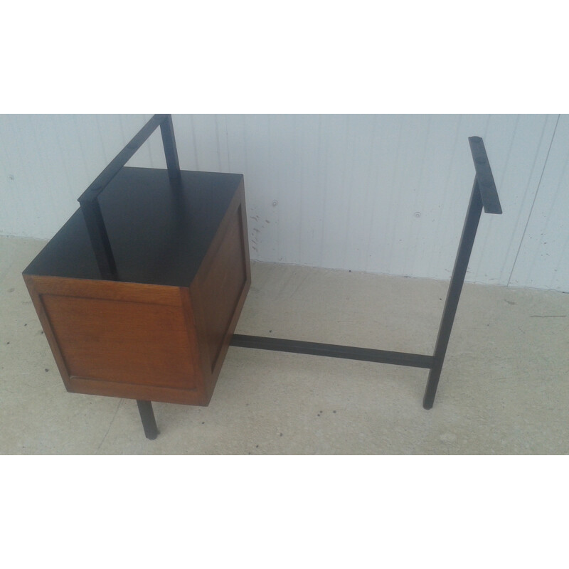 Vintage desk with glass top - 1950s