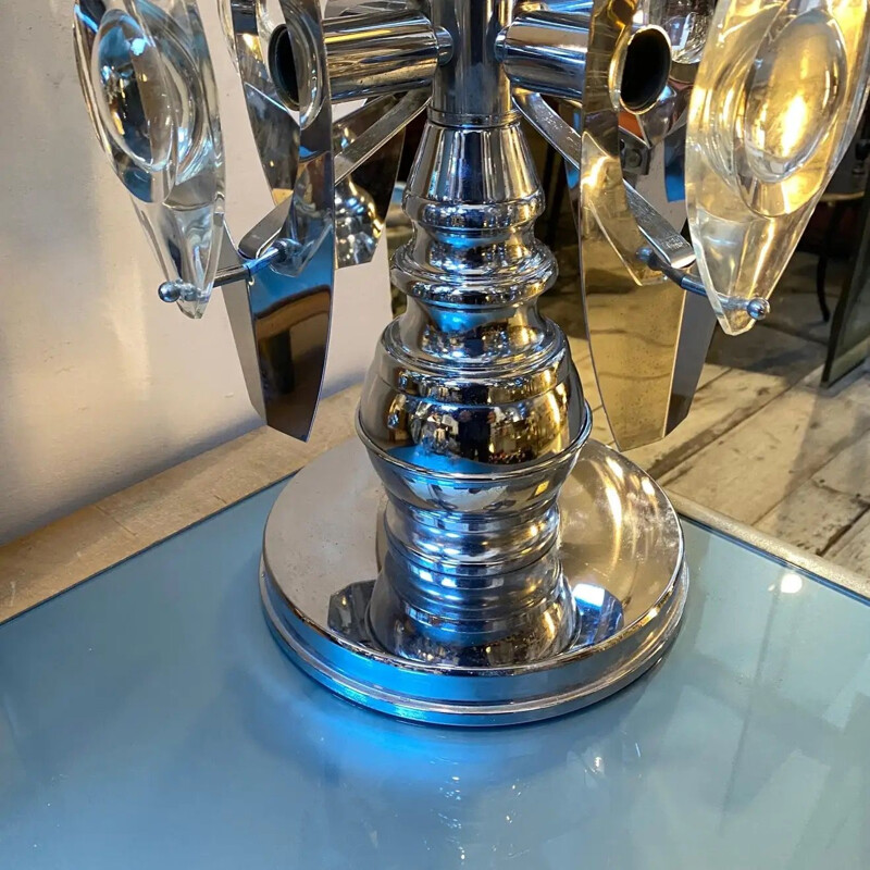Lámpara de mesa vintage de acero cromado de Oscar Torlasco, Italia 1970