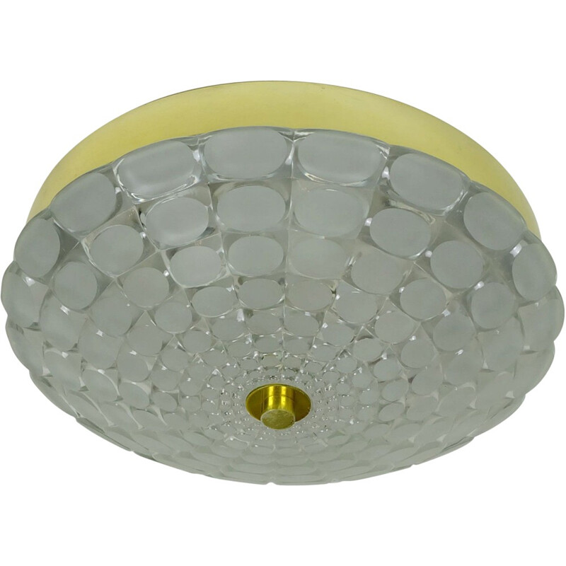 Mid-century ceiling lamp in frosted glass and aluminum - 1960s