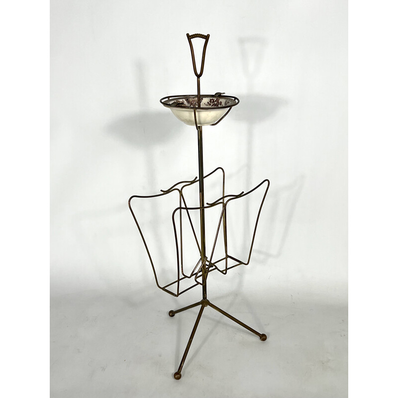 Vintage brass magazine rack, Italy 1950s