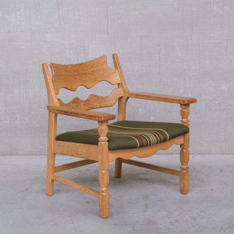 Oakwood mid-century Razorblade Danish armchair by Henning Kjaernulf, 1960s