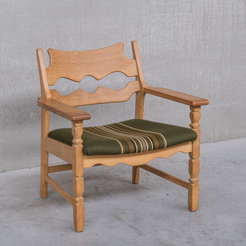 Vintage Deense Razorblade eiken fauteuil van Henning Kjaernulf, 1960