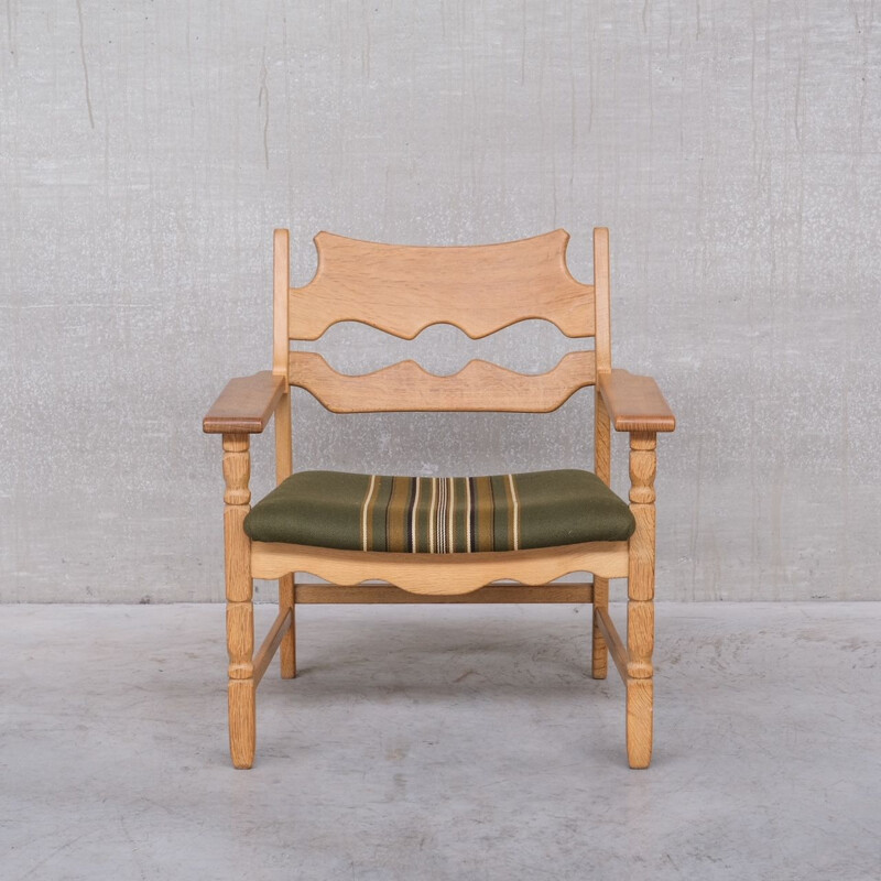 Oakwood mid-century Razorblade Danish armchair by Henning Kjaernulf, 1960s
