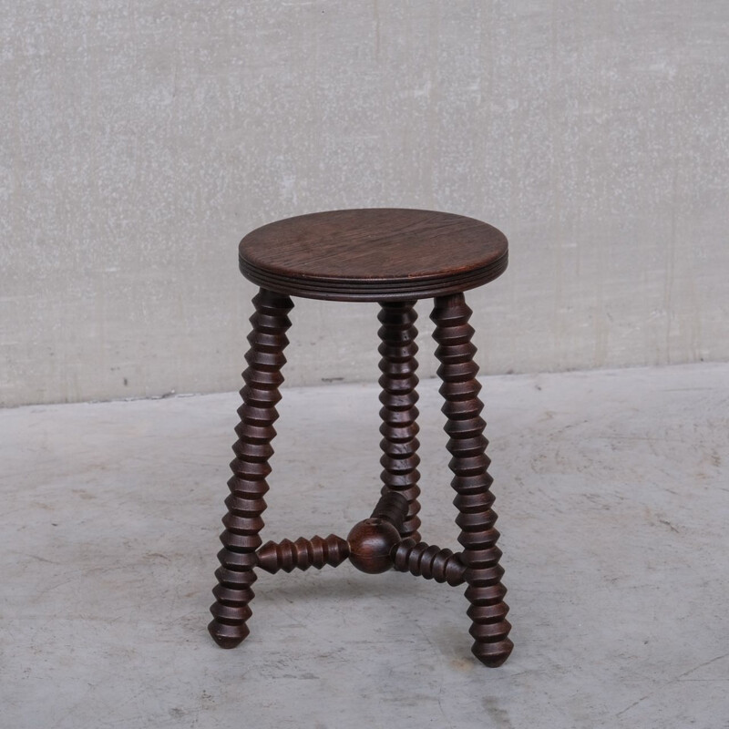 Vintage oak stool, 1940s