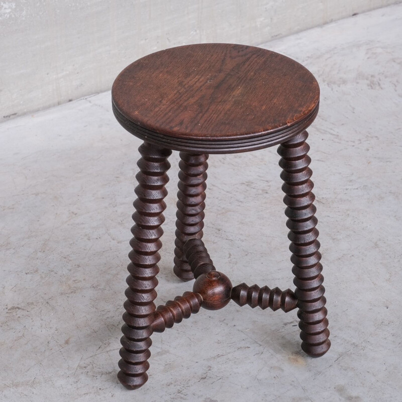 Vintage oak stool, 1940s