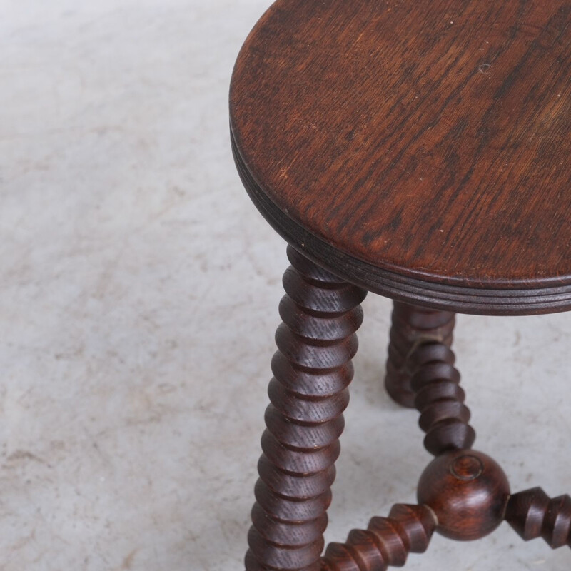 Vintage oak stool, 1940s