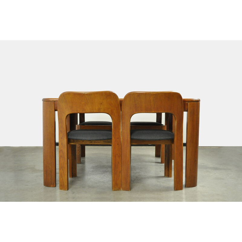 Juego de comedor vintage de madera, 1970