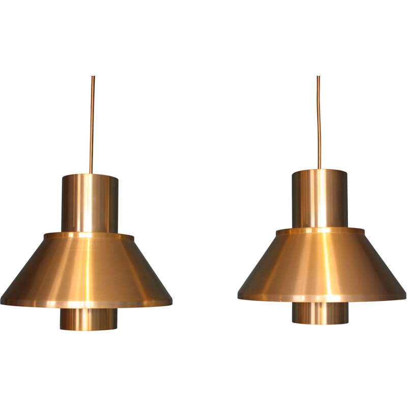 Pair of Fog & Mørup pendants in brass, Johannes HAMMERBORG - 1960s