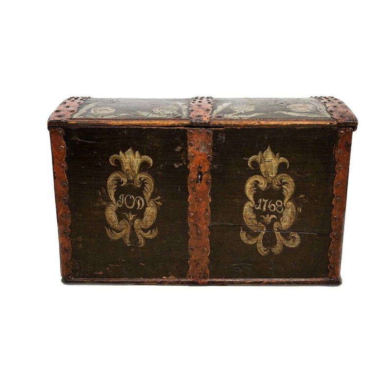 Scandinavian vintage wedding chest Folk Art, 1768