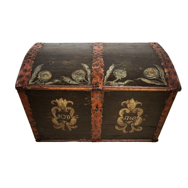 Scandinavian vintage wedding chest Folk Art, 1768