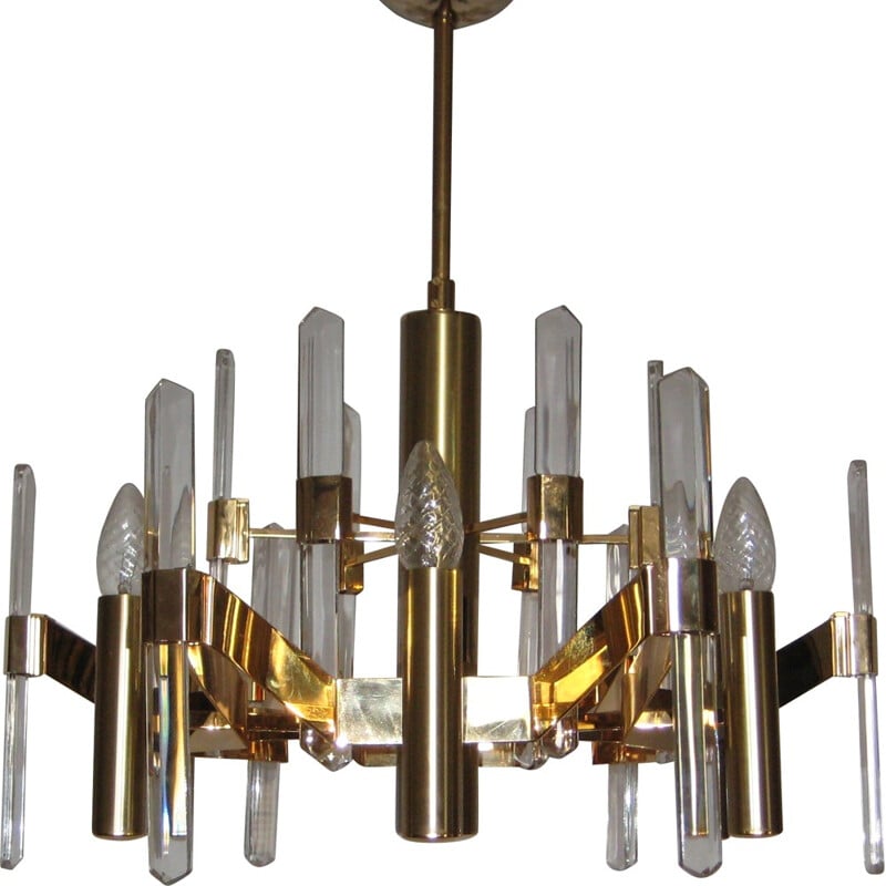 Italian cristal blade chandelier, Gaetano SCIOLARI - 1970s