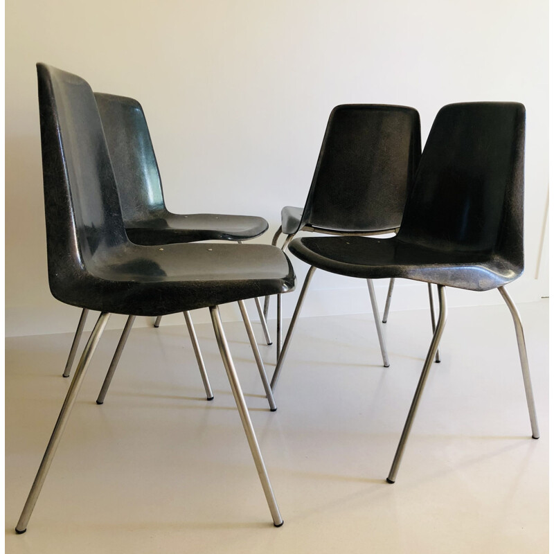 Lot de 4 chaises vintage par Alberto Roselli pour Rima, Italie 1960