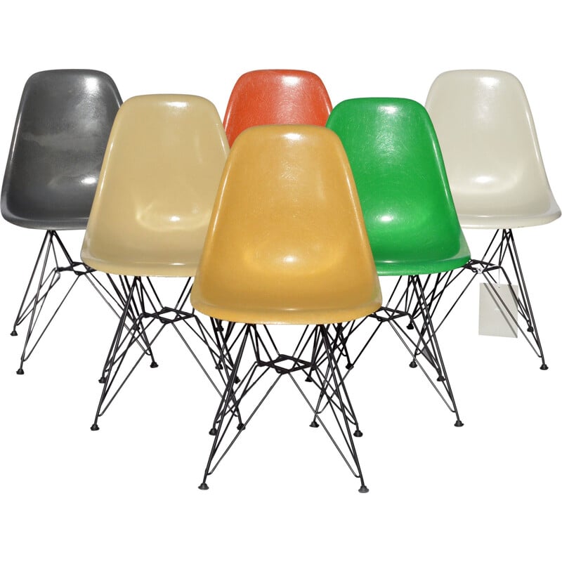 Set of 6 Herman Miller "DSR" chairs, Charles & Ray EAMES - 1960s