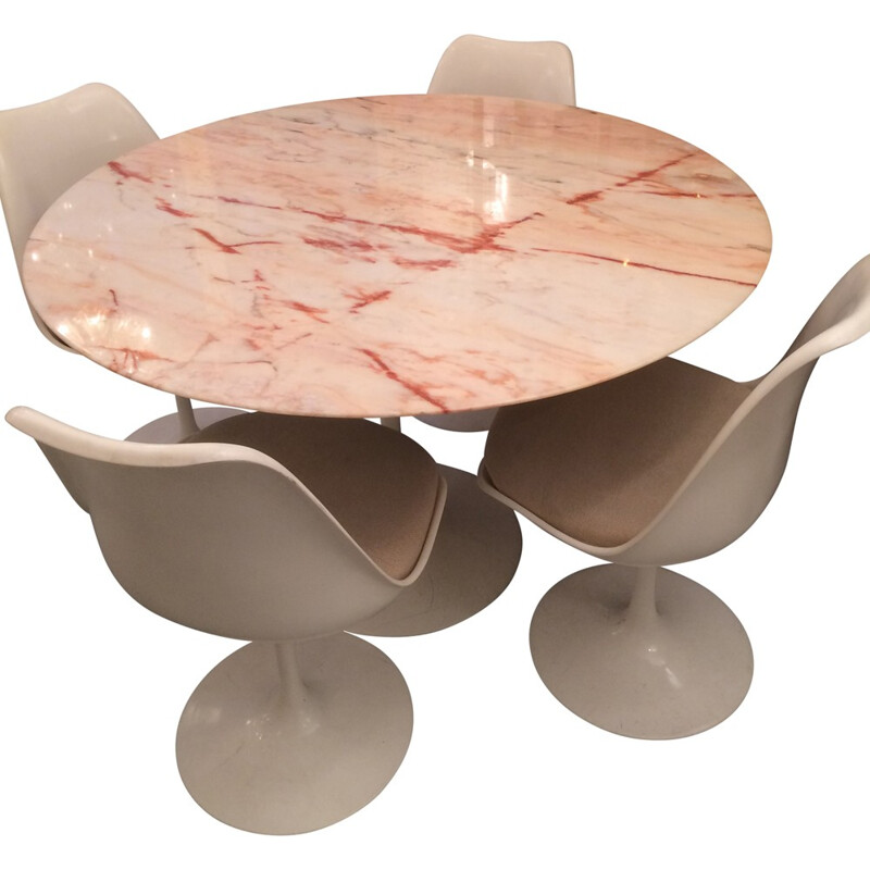 Knoll "Tulip" table in pink marble, Eero SAARINEN - 1970s