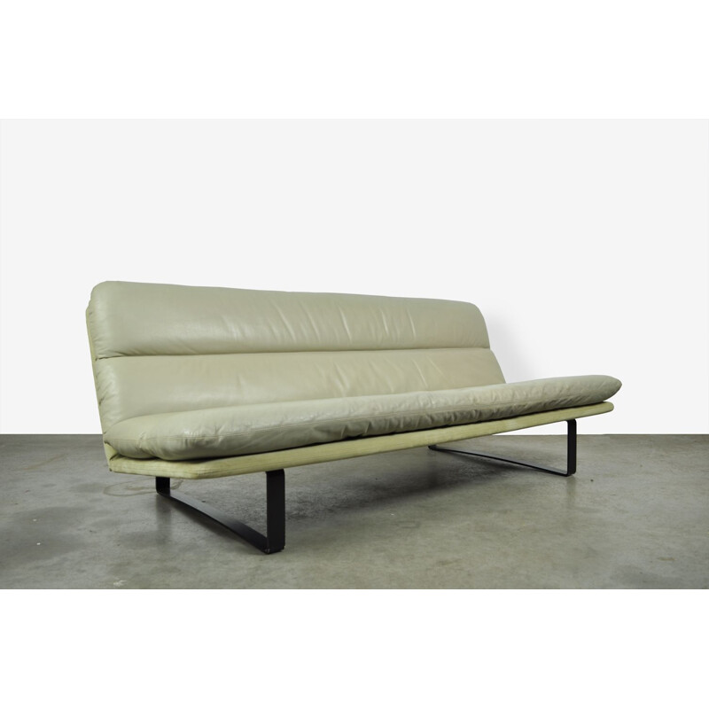 Vintage leather C683 sofa by Kho Liang Ie for Artifort, 1960s