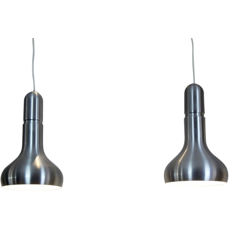 Pair of Danish aluminium pendant lights - 1960s