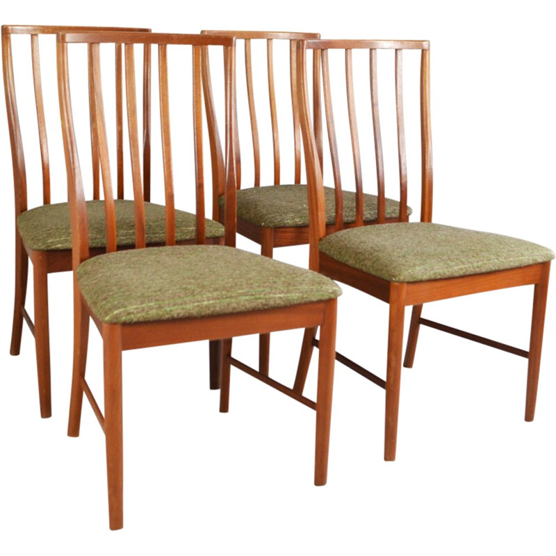 Set of 4 high backed dining chairs in teak - 1970's