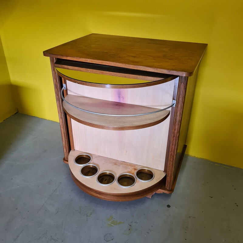 Vintage French mahogany bar furniture, 1950-1960s