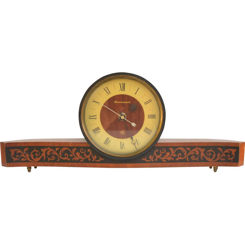 Horloge de cheminée vintage en bois de Jantar, 1970