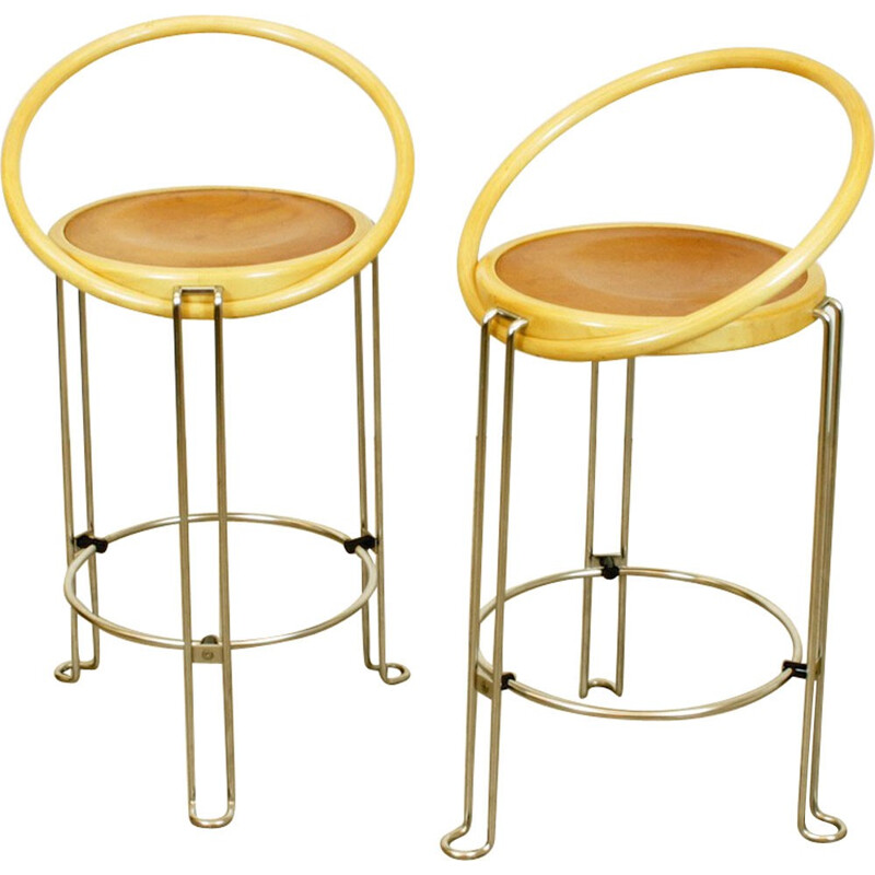 Set of 2 Swedish Bla Station stools, Borge LINDAU - 1980s